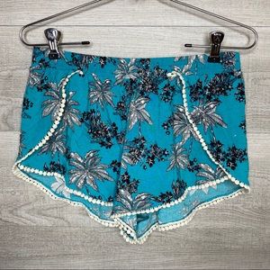 Blue, Black, & White Boho Summer Shorts Iris Large